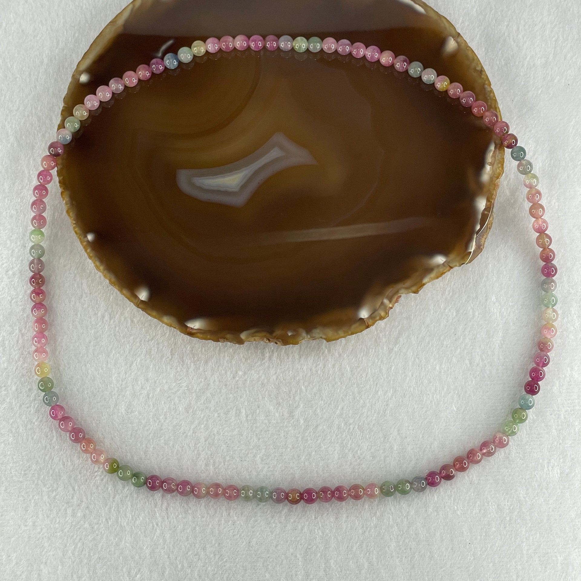 Natural Pink with Blue Tourmaline Crystal Beads Necklace 27.45g 54cm 5.6mm 105Beads - Huangs Jadeite and Jewelry Pte Ltd