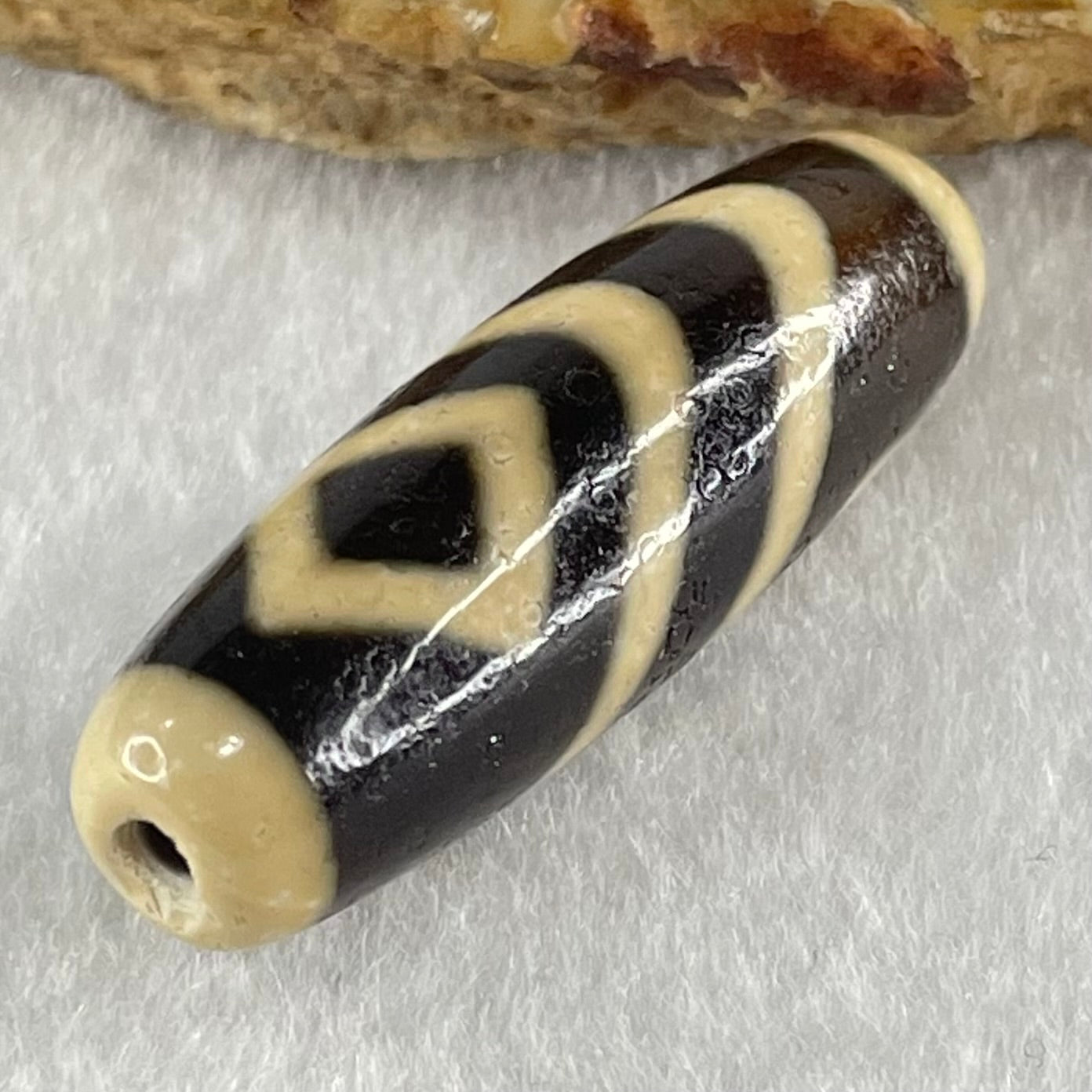 Natural Powerful Tibetan Old Oily Water Pattern One Eye Vajra With Nectar Vessel Treasure Bottle Agate Bead Heavenly Master (Tian Zhu) 天珠 8.83g 38.0 by 12.3mm - Huangs Jadeite and Jewelry Pte Ltd