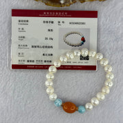 Natural Pearl with Larimar Bracelet 20.19g 8.8mm 20 Beads - Huangs Jadeite and Jewelry Pte Ltd