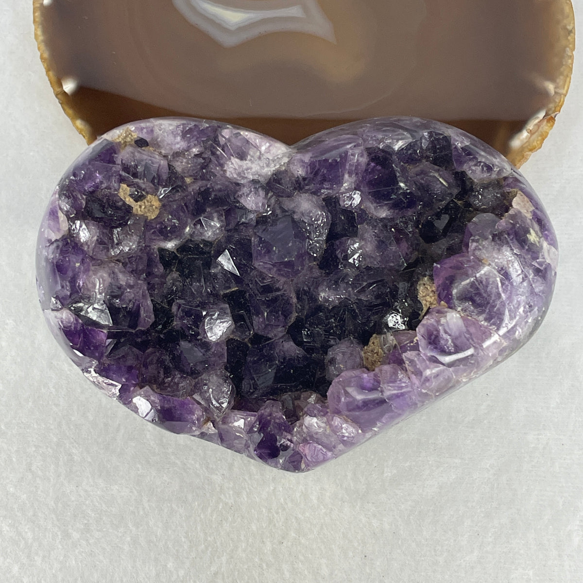 Natural Amethyst Heart Shape Display Specimen | 130.3mm Deep Purple Crystal Cluster (838.9g | 130.3x92.6x52.5mm)