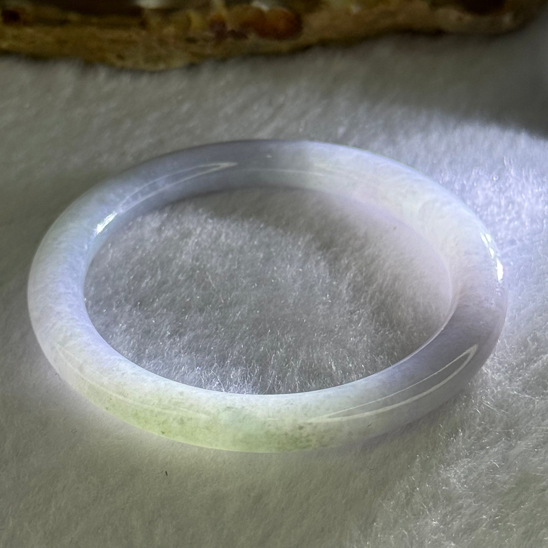 Type A Lavender with Green Patch Jadeite Bangle 15.28g Internal Diameter 42.7mm 5.7 by 6.3mm - Huangs Jadeite and Jewelry Pte Ltd