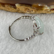 Natural Type A Semi Icy Faint Lavender Jadeite Oval Shape Cabouchon in S925 Silver Ring (Adjustable Size) 2.70g 14.8 by 11.1 by 4.5mm - Huangs Jadeite and Jewelry Pte Ltd