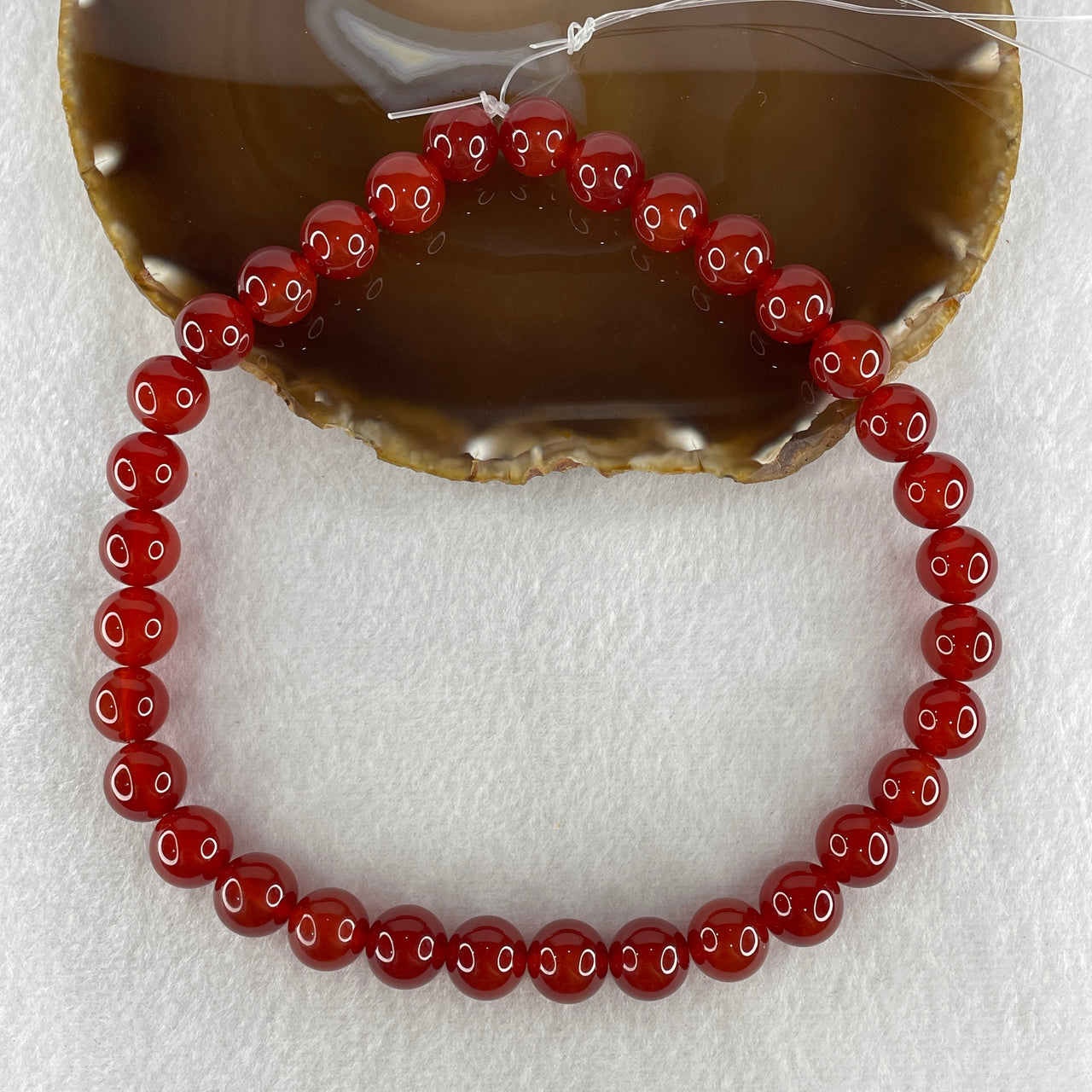 Certified Natural Red Agate Chalcedony Beads Loose Beads for Bracelet 80.11g 39cm 12.4mm 33 Beads
