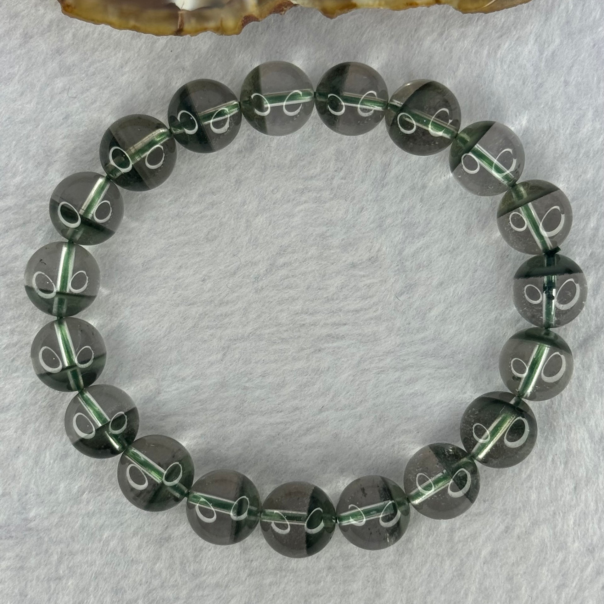 Very Good Grade Natural Green Phantom Quartz Beads Bracelet 31.65g 17cm 10.8mm 19 Beads - Huangs Jadeite and Jewelry Pte Ltd