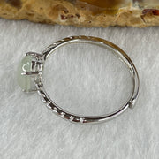 Natural Type A Semi Icy Faint Green Jadeite Oval Shape Cabouchon in S925 Silver Ring (Adjustable Size) 1.50g 7.9 by 6.3 by 3.5mm - Huangs Jadeite and Jewelry Pte Ltd
