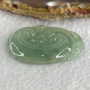 Natural Type A Semi Icy Green Jadeite Monkey on Ruyi Pendant 6.96g 37.6 by 25.5 by 4.4mm - Huangs Jadeite and Jewelry Pte Ltd