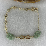 Natural Type A Blueish Green Jadeite Multi-Heart Bracelet | Adjustable 14-17cm Gold-Toned Elegant Fine Layering Chain (4.77g,  10.8x10.4x2.4mm 4 Pieces) - Huangs Jadeite and Jewelry Pte Ltd
