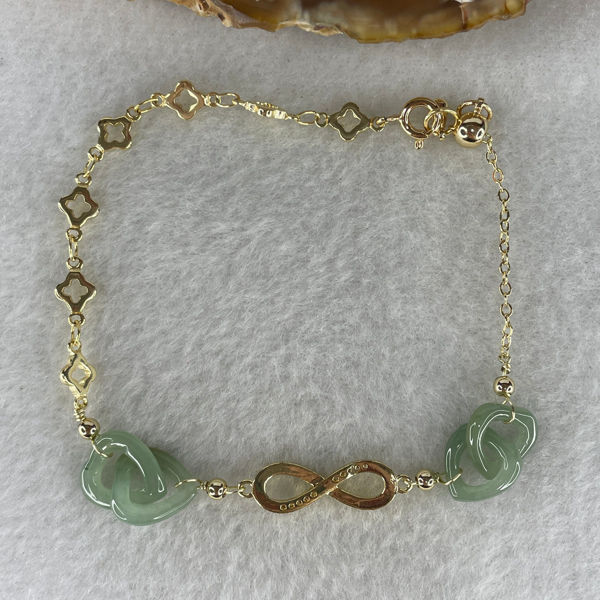 Natural Type A Blueish Green Jadeite Multi-Heart Bracelet | Adjustable 14-17cm Gold-Toned Elegant Fine Layering Chain (4.77g,  10.8x10.4x2.4mm 4 Pieces) - Huangs Jadeite and Jewelry Pte Ltd