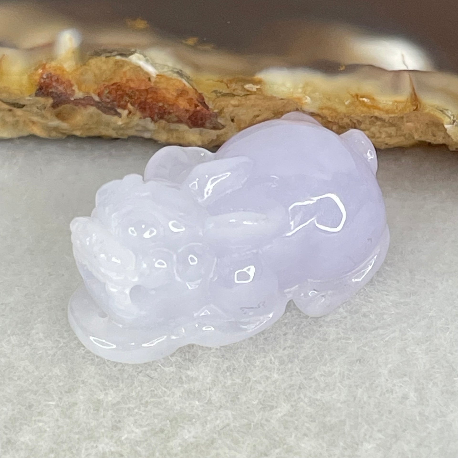 Type A Full Lavender Jadeite Pixiu Pendant Charm 6.53g 24.0 by 12.7 by 11.4mm - Huangs Jadeite and Jewelry Pte Ltd
