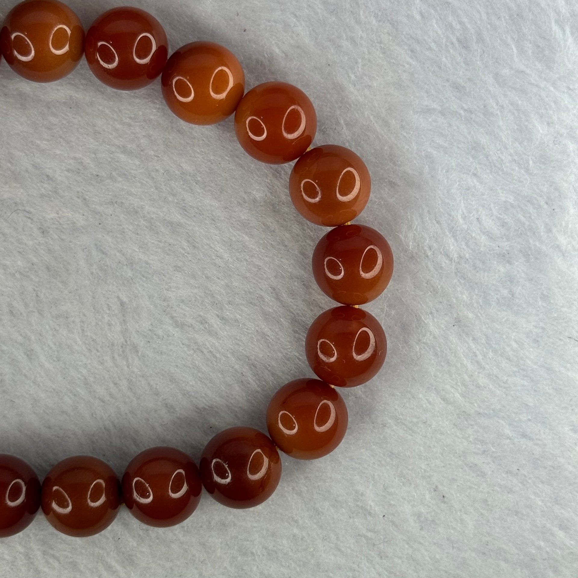Natural Cinnabar Beads Bracelet 红朱砂手链 29.06g 17.5cm 10.4mm 20 Beads - Huangs Jadeite and Jewelry Pte Ltd