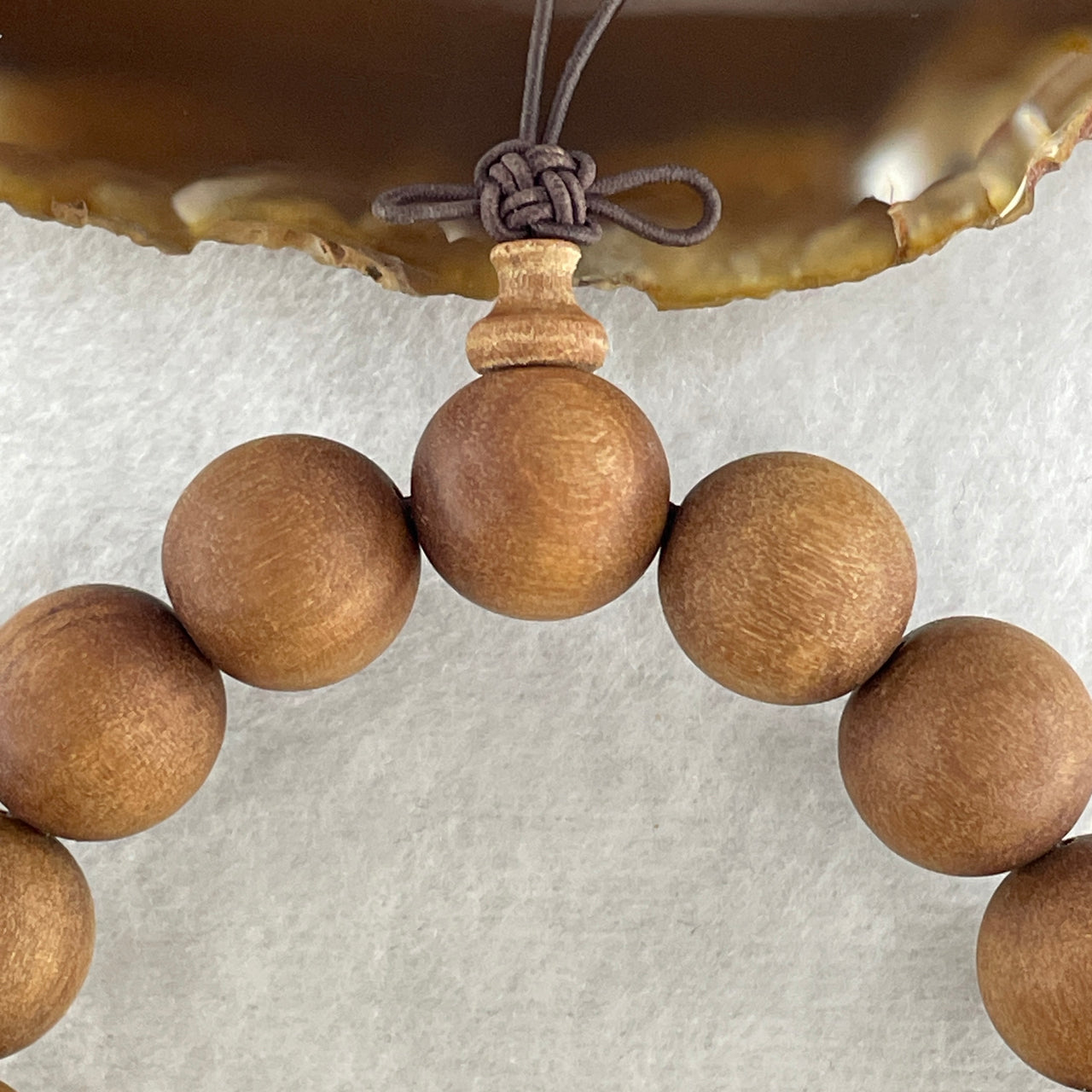 Certified Natural Sandalwood Beads Bracelet 28.83g 18cm 15.2mm 15Beads - Huangs Jadeite and Jewelry Pte Ltd