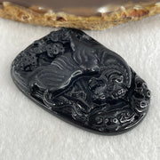 Type A Opaque to Partial Translucent Black Omphacite Jadeite Tiger Pendant 24.24g 56.8 by 40.5 by 7.5mm - Huangs Jadeite and Jewelry Pte Ltd