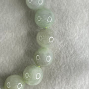 Type A Light Green Light Lavender Jadeite Beads Bracelet 81.20g 17cm 14.9mm 15 Beads (Slight Internal Lines) - Huangs Jadeite and Jewelry Pte Ltd