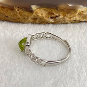 Natural Green Peridot with Crystals In S925 Sliver Ring (Adjustable Size) 1.73g 4.6 by 2.8mm - Huangs Jadeite and Jewelry Pte Ltd