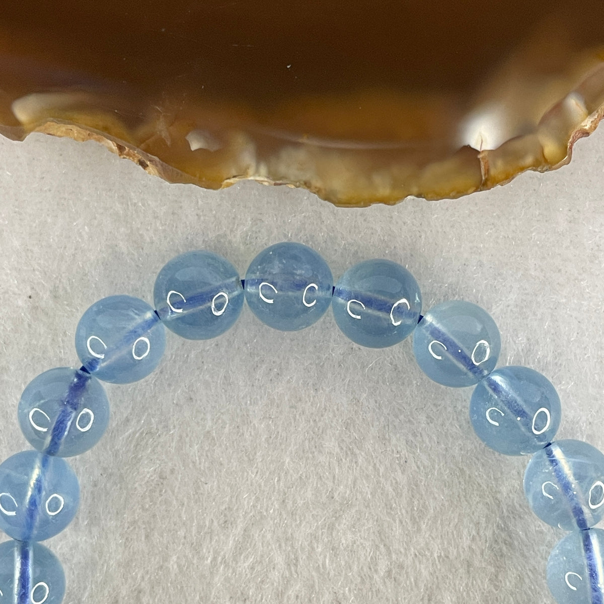Certified Above Average Natural Aquamarine Beads Bracelet | 16cm with 22 Beads 8.8mm (19.79g | Ocean Blue Translucency | Throat & Third Eye Chakra Harmony, Tranquil Communication & Serene Wealth Shield)