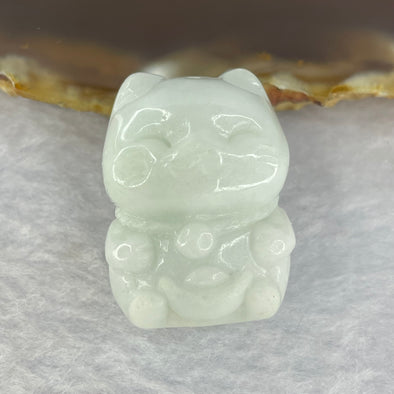 Type A Faint Green Lavender Jadeite Fortune Cat 招财猫 16.41g 28.6 by 21.6 by 12.8mm - Huangs Jadeite and Jewelry Pte Ltd