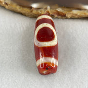 Natural Powerful Tibetan Old Oily Red White Agate One Eye Gold Metal Element Dzi Bead Heavenly Master (Tian Zhu) 一眼金天珠 10.81g 38.0 by 13.5mm - Huangs Jadeite and Jewelry Pte Ltd
