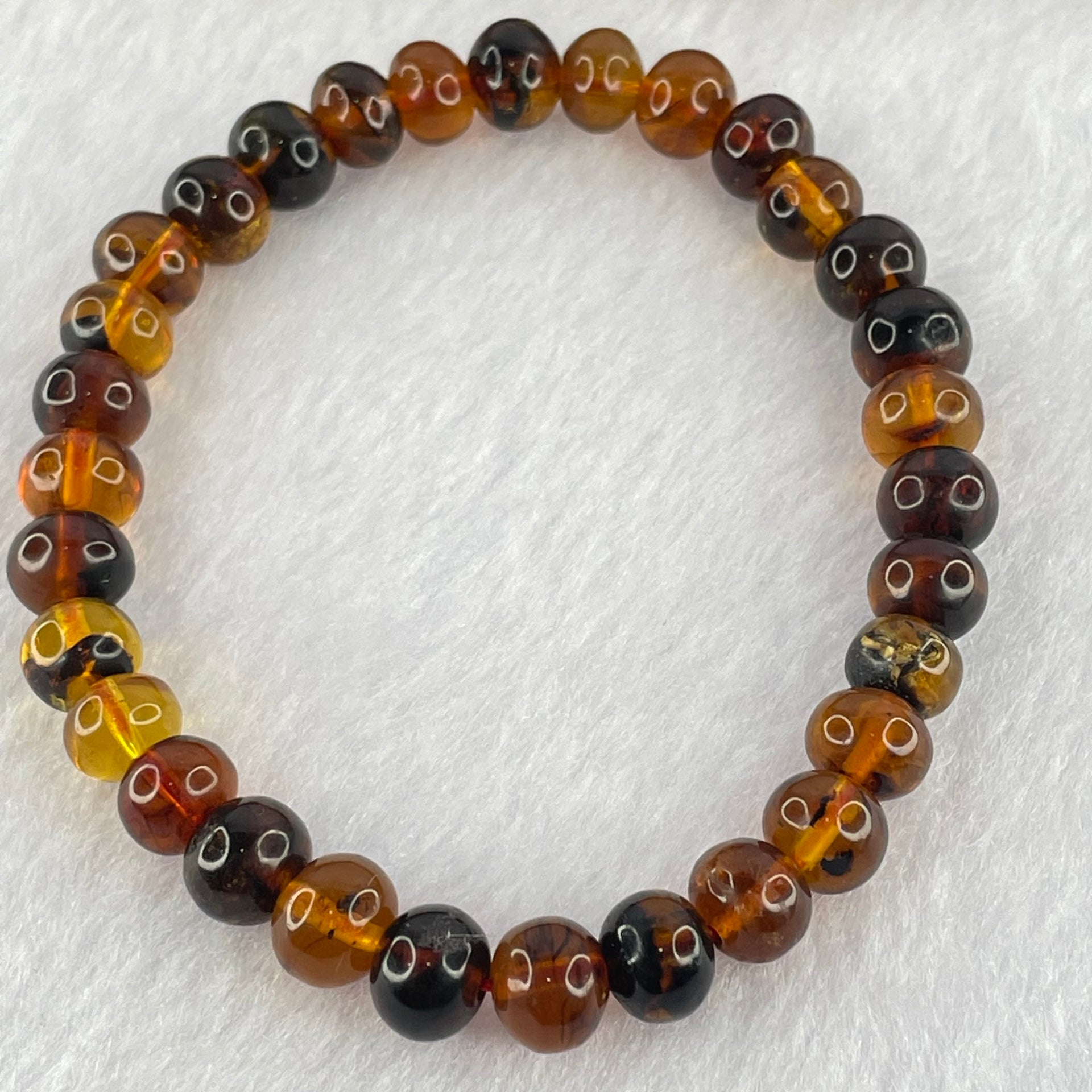 Natural Mixed Amber Beads Bracelet 6.57g 16.5cm 8.0mm 31 Beads - Huangs Jadeite and Jewelry Pte Ltd
