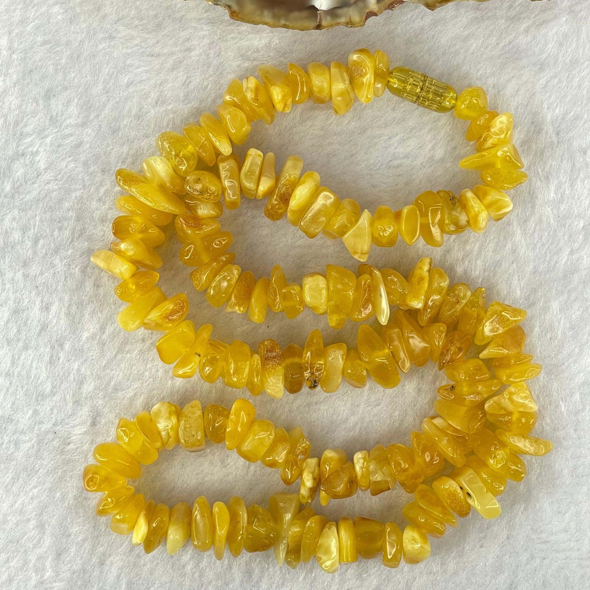 Natural Beeswax Raw Stone Irregular Beads Necklace 天然蜜蜂蜡原石项链 26.66g 46cm 13.7 by 8.5 by 4.5mm, 7.4 by 7.2 by 4.4mm 127pcs - Huangs Jadeite and Jewelry Pte Ltd
