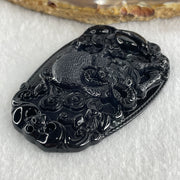 Type A Opaque to Partial Translucent Black Omphacite Jadeite Ox Pendant 20.24g 59.5 by 39.4 by 7.6mm - Huangs Jadeite and Jewelry Pte Ltd