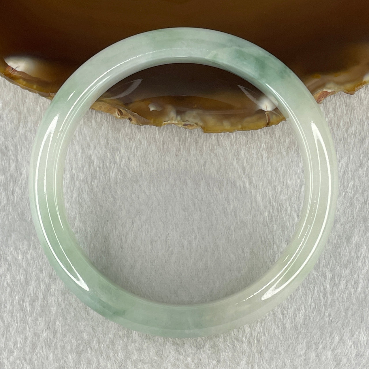 Natural Type A Jelly Faint Green with Blueish Green Piao Hua Flora Jadeite Bangle 44.39g Inner Diameter 55.2mm 11.2 by 8.3mm (Internal Lines) - Huangs Jadeite and Jewelry Pte Ltd