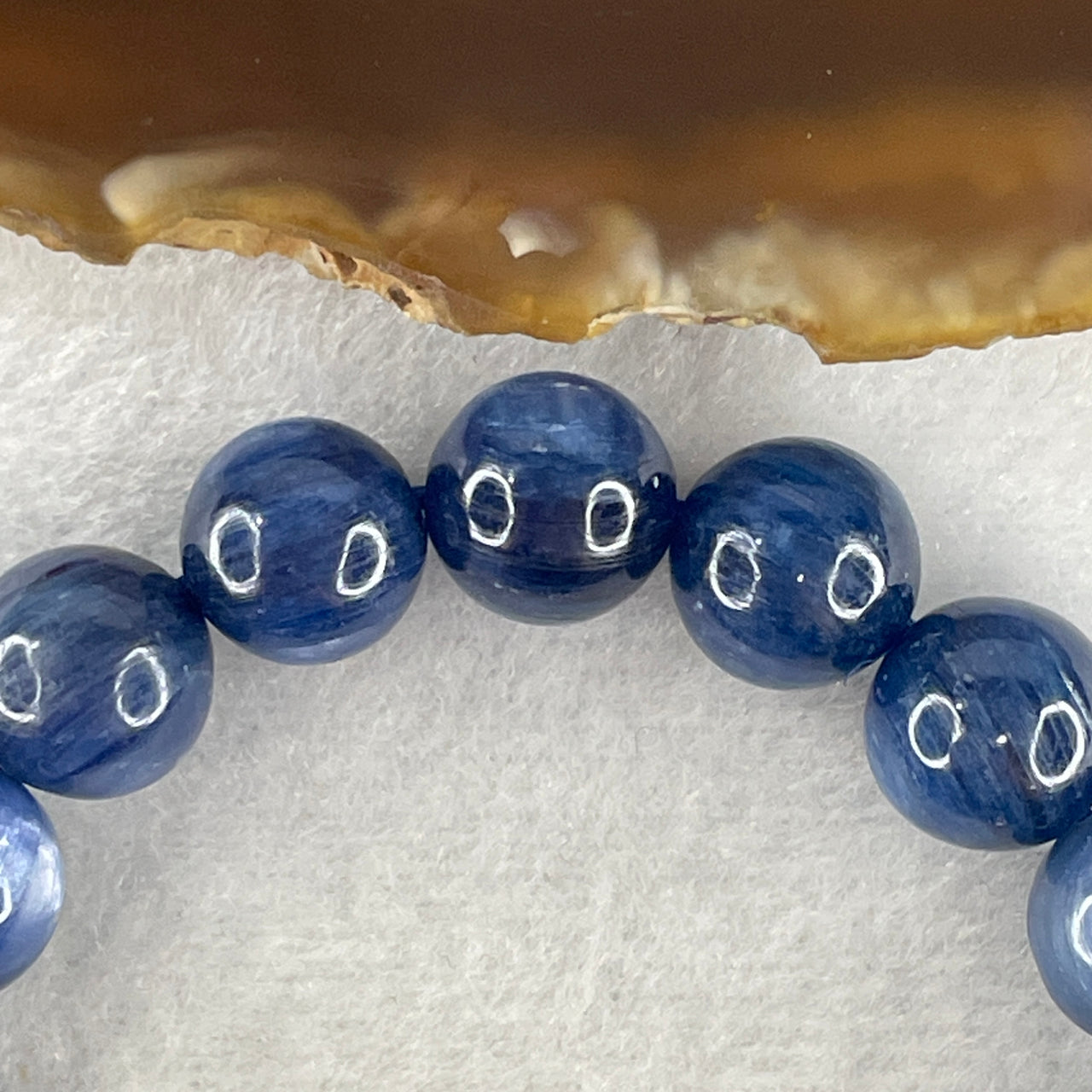 Certified Natural Good Grade Blue Kyanite Beads Bracelet 42.15g 15.5cm 10.8mm 18Beads