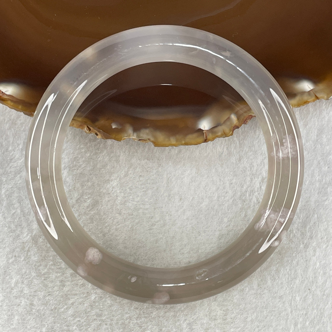 Natural Greyish Purple Agate Bangle 47.52g Internal Diameter 59.2mm 10.4 by 10.6mm (Perfect) - Huangs Jadeite and Jewelry Pte Ltd