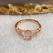 Natural Pink Morganite in S925 Sliver Rose Gold Color Bamboo Design Ring (Adjustable Size) 1.58g 6.8 by 5.1 by 3.5mm - Huangs Jadeite and Jewelry Pte Ltd