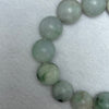 Unpolished Type A Mixed Green with Green Piao Hua with Slight Lavender Jadeite Beads Bracelet 86.79g 18.5cn 16.5mm 14 Beads - Huangs Jadeite and Jewelry Pte Ltd