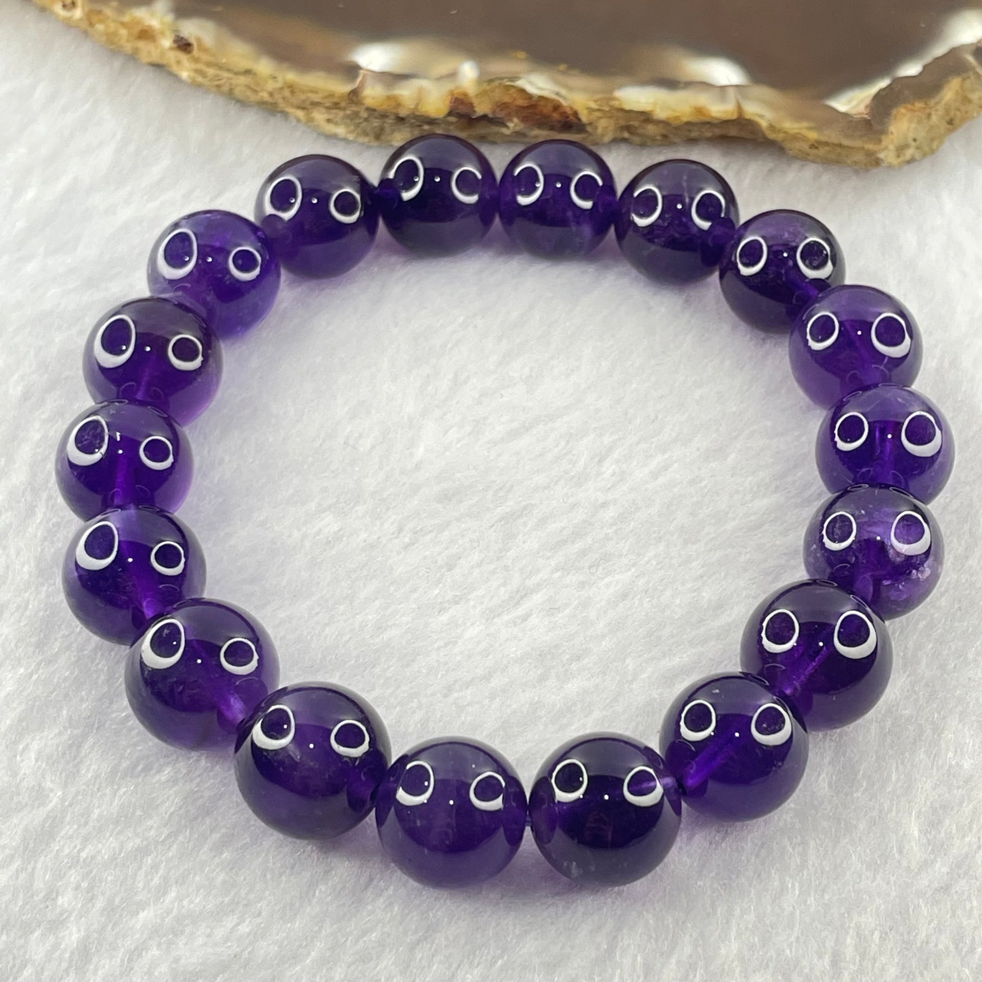 Good Grade Natural Amethyst Bracelet 39.64g 18cm 12.1mm 18 Beads - Huangs Jadeite and Jewelry Pte Ltd