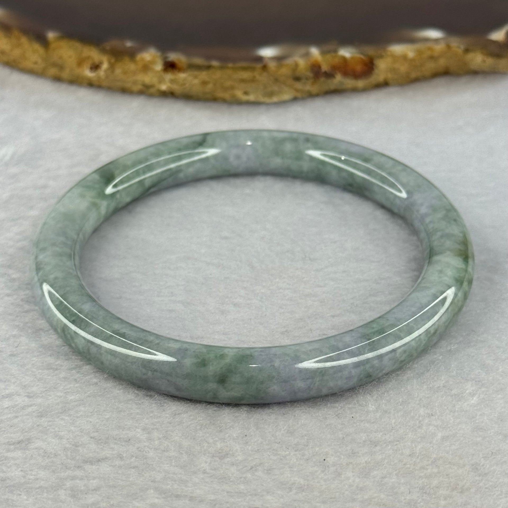 Type A Deep Lavender and Green Piao Hua Jadeite Bangle 34.03g Internal Diameter 55.8mm 8.0 by 8.0mm (Internal Line) - Huangs Jadeite and Jewelry Pte Ltd