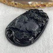 Type A Opaque to Partial Translucent Black Omphacite Jadeite Pig Pendant 26.30g 59.7 by 40.1 by 8.5mm - Huangs Jadeite and Jewelry Pte Ltd