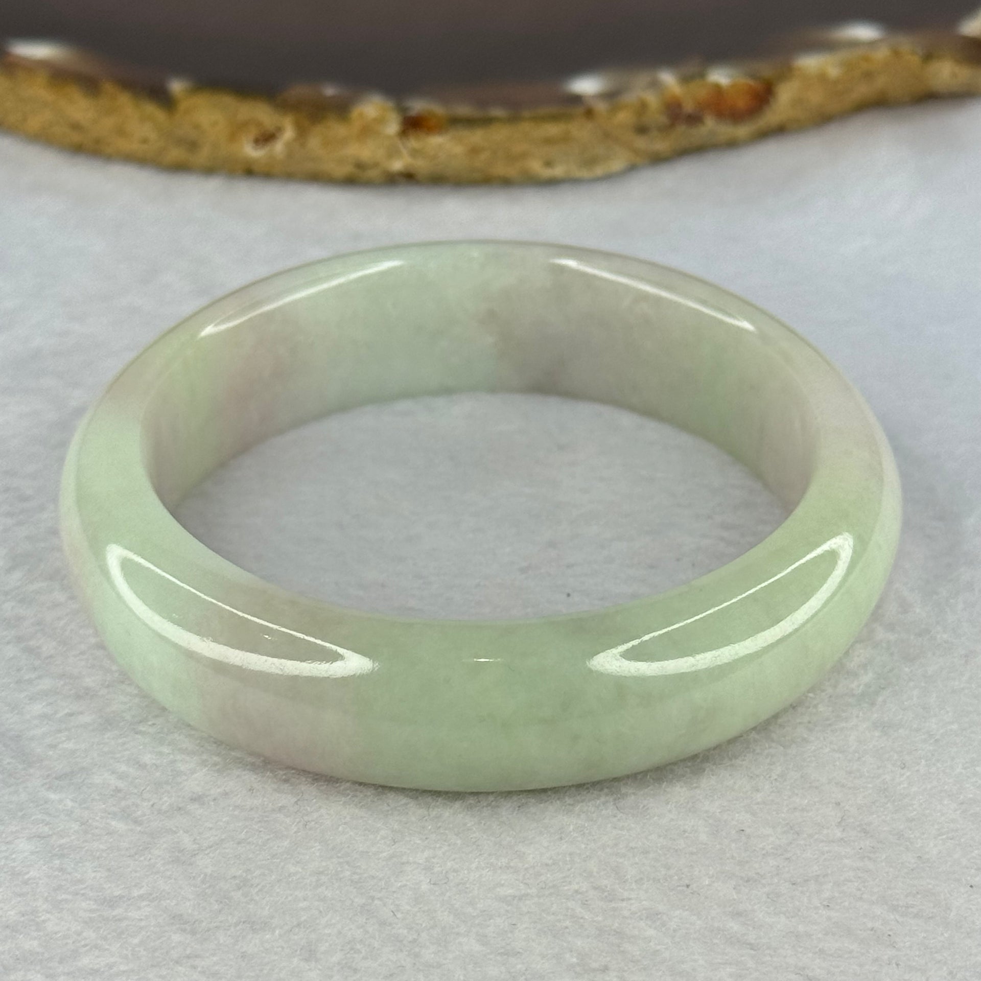 Type A Light Green with Lavender Patches Jadeite Bangle Internal Diameter 55.3mm 66.79g 15.3 by 9.1mm (Slight External Line) - Huangs Jadeite and Jewelry Pte Ltd