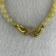Natural Type A Semi Icy Yellowish Jadeite Beads Bracelet | (17.72g | 19.5cm | 6.8mm x 28 Beads | Solar Plexus & Root Chakra Synergy, "Huang Fei" Abundance Catalyst & Feng Shui Wealth Anchor) - Huangs Jadeite and Jewelry Pte Ltd