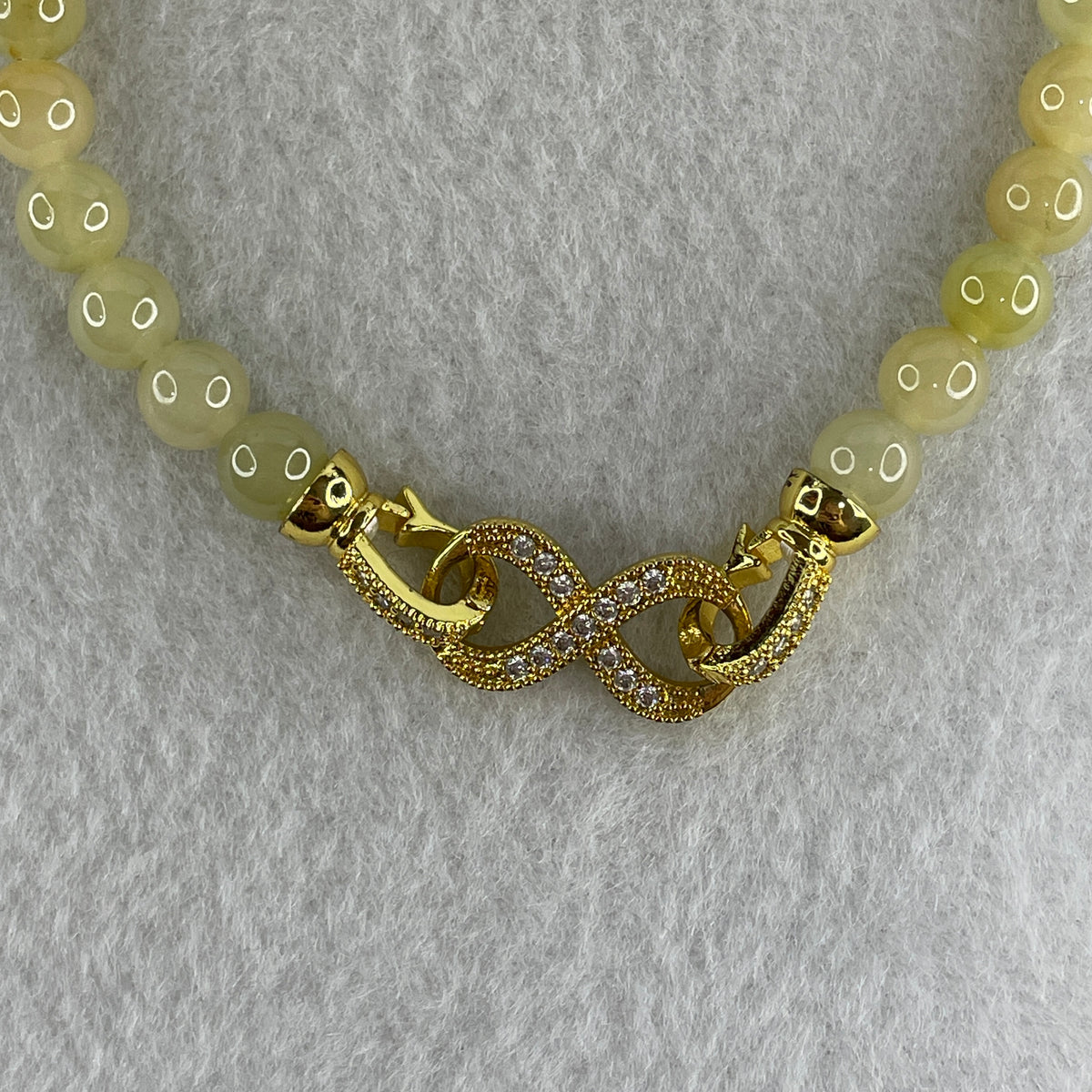 Natural Type A Semi Icy Yellowish Jadeite Beads Bracelet | (17.72g | 19.5cm | 6.8mm x 28 Beads | Solar Plexus & Root Chakra Synergy, "Huang Fei" Abundance Catalyst & Feng Shui Wealth Anchor) - Huangs Jadeite and Jewelry Pte Ltd