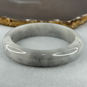 Type A Faint Green Grey Wuji Piao Hua Jadeite Bangle Internal Diameter 58.8mm 68.72g 14.6 by 8.8mm (Very Slight Internal Lines) - Huangs Jadeite and Jewelry Pte Ltd