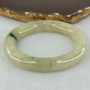 Type A Translucent Semi Icy Light Yellowish Green with Moss Green Patch Jadeite Bangle Internal Diameter 55.3mm 76.40g 12.3 by 11.6mm (Very Slight External Rough) - Huangs Jadeite and Jewelry Pte Ltd