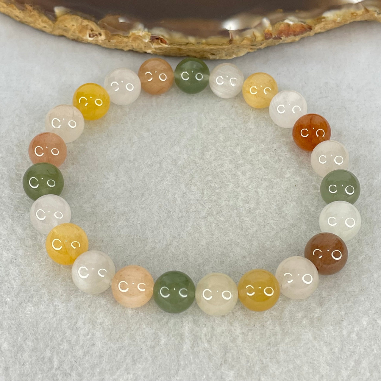 Above Average Grade Natural Muti Colour Rabbit Hair Rutilated Quartz Beads Bracelet 20.58g 17cm 8.8mm 23 Beads - Huangs Jadeite and Jewelry Pte Ltd