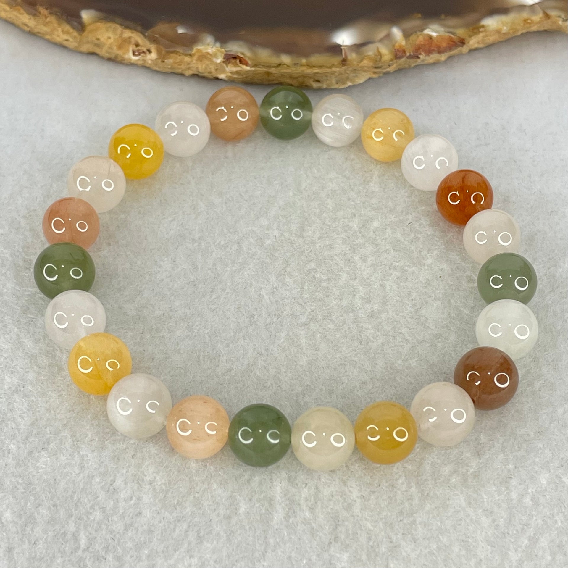 Above Average Grade Natural Muti Colour Rabbit Hair Rutilated Quartz Beads Bracelet 20.58g 17cm 8.8mm 23 Beads - Huangs Jadeite and Jewelry Pte Ltd