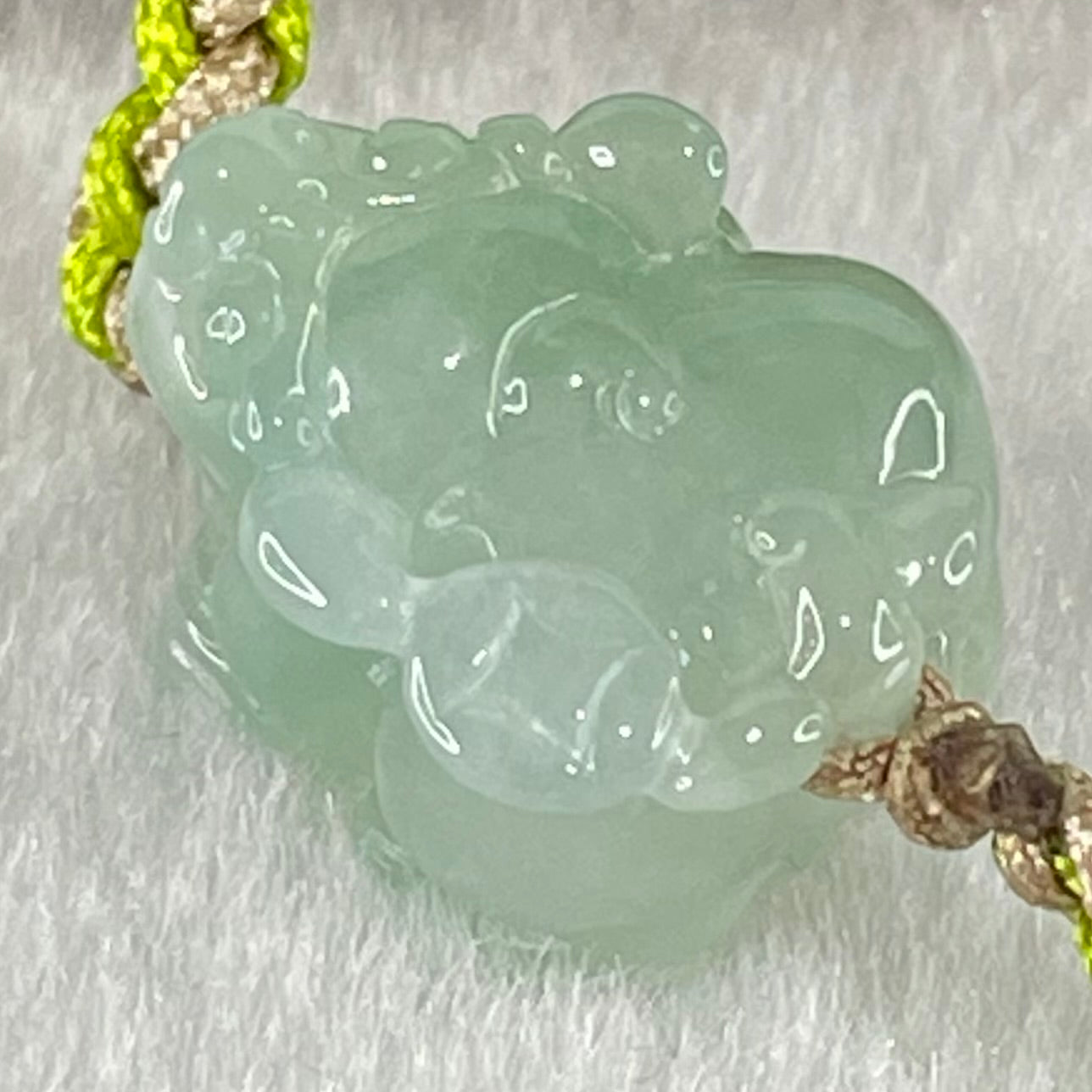 Type A Light Green Lavender Jadeite Male Pixiu String Bracelet 5.50g 16cm 16.3 by 13.9 by 10.1mm - Huangs Jadeite and Jewelry Pte Ltd