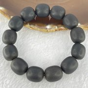Natural Dark Matt Black Amber Beads Bracelet 天然大黑天翁琥珀手链 29.58g 19cm 15.4mm 19 Beads - Huangs Jadeite and Jewelry Pte Ltd