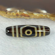 Natural Powerful Tibetan Old Oily Agate 3 Eyes Dzi Bead Heavenly Master (Tian Zhu) 三眼天诛 7.26g 39.4 by 11.2mm - Huangs Jadeite and Jewelry Pte Ltd