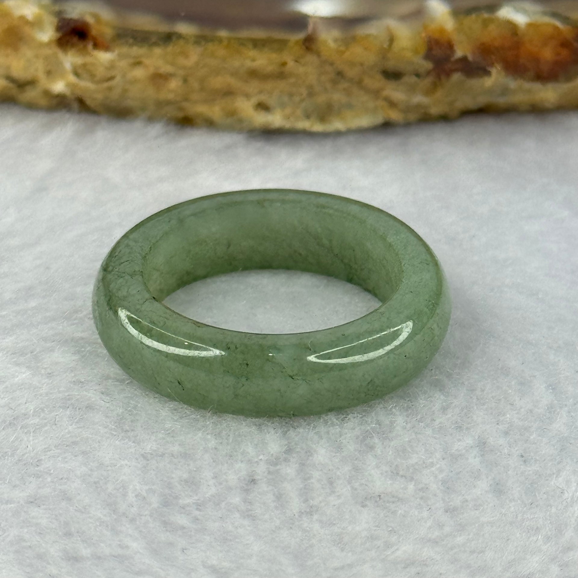 Type A Green Jadeite Ring 4.05g 6.0 by 3.9mm US7 HK15.5 (Slight External Line) - Huangs Jadeite and Jewelry Pte Ltd