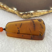 Natural Cognac Flora Amber Pendant 15.12g 52.3 by 34.2 by 12.2mm - Huangs Jadeite and Jewelry Pte Ltd