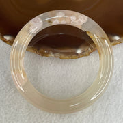 Natural Faint Yellow Flower Agate Bangle 58.92g Internal Diameter 58.8mm 11.8 by 12.3mm (Perfect) - Huangs Jadeite and Jewelry Pte Ltd