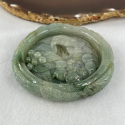 Type A Blueish Green Jadeite Phoenix with Prosperity Flowers Bangle Inner Diameter 57.2mm 12.4 by 10.6mm and Pendant 55.6 by 12.4mm Total Weight 124.77g - Huangs Jadeite and Jewelry Pte Ltd