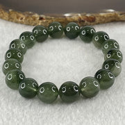 Good Grade Natural Cats Eye Green Rutilated Quartz Beads Bracelet 39.67g 18cm 11.7mm 18 Beads - Huangs Jadeite and Jewelry Pte Ltd