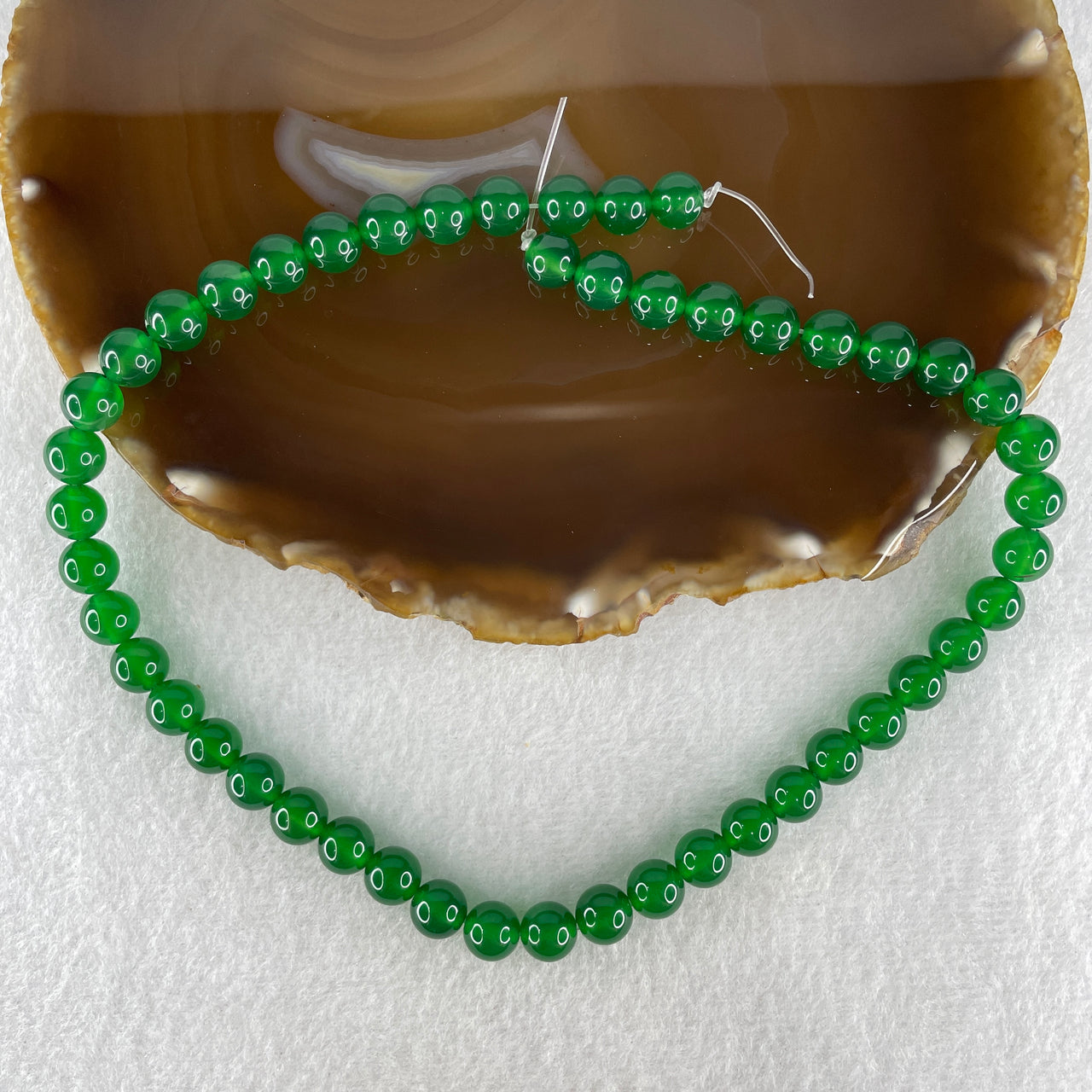 Certified Natural Green Agate Chalcedony Beads Loose Beads for Bracelet 35.56g 38cm 8.3mm 48 Beads