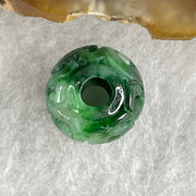 Natural Type A Lao Keng Old Mine Green Jadeite Flora Carving Bead Charm 1.32g 11.0mm - Huangs Jadeite and Jewelry Pte Ltd