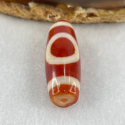 Natural Powerful Tibetan Old Oily Red White Agate One Eye Earth Element Dzi Bead Heavenly Master (Tian Zhu) 一眼土元素天珠 10.59g 37.8 by 13.3mm - Huangs Jadeite and Jewelry Pte Ltd